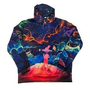 Men's 3D Galaxy Universe All Over Graphic Print Hoodie Pullover Pockets - Size M